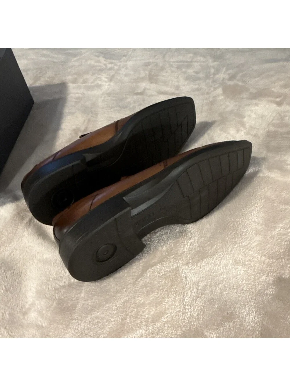 Ecco Men's Minneapolis Bike Toe Slip On Loafers Amber Brown Dress Shoes Size 9